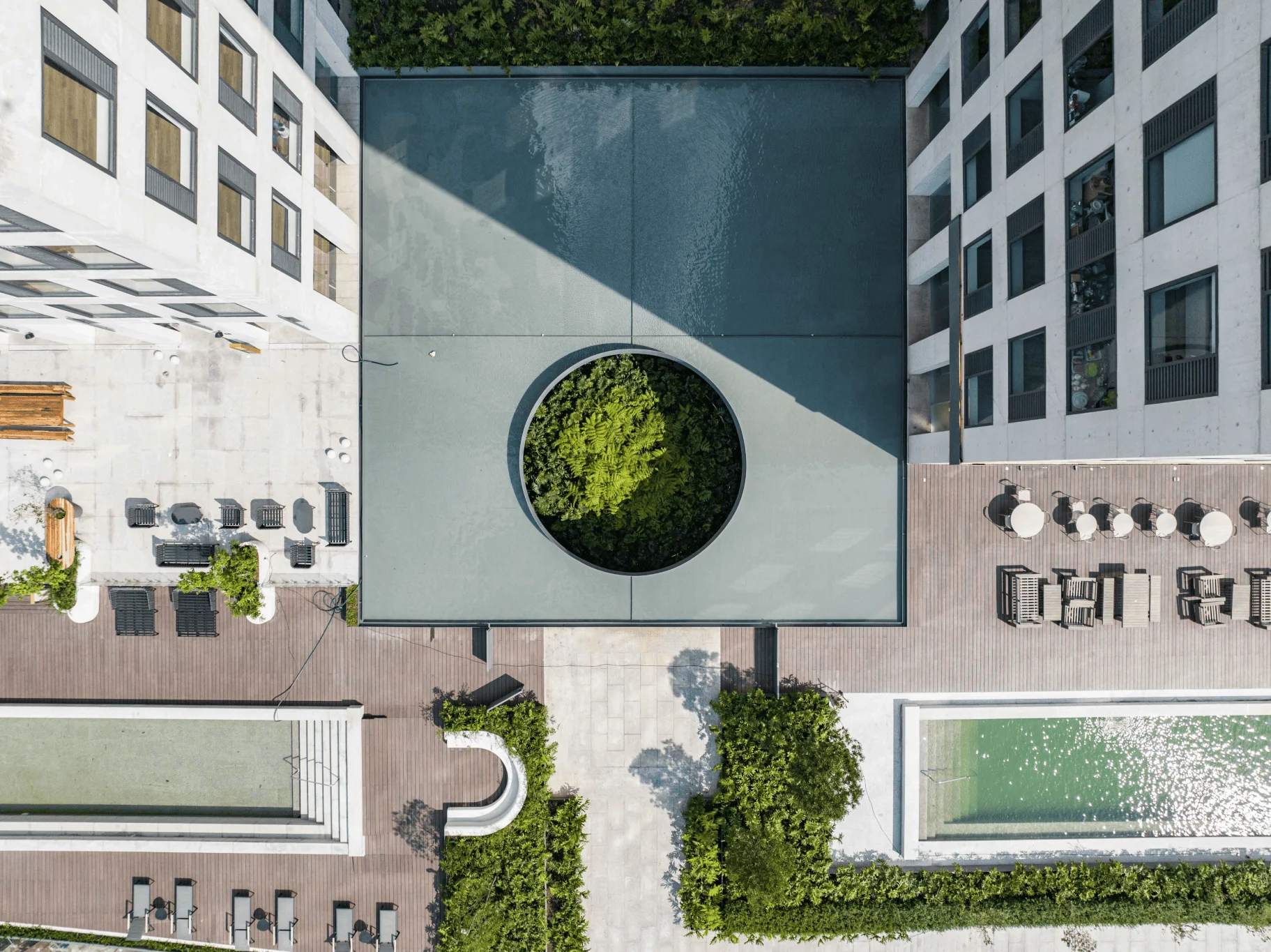 Drone image with pool